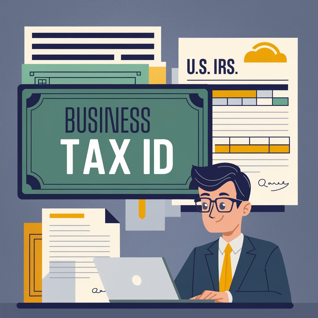 Business owner reviewing IRS tax ID documents in the USA.