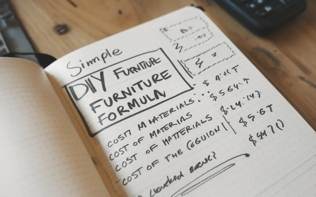 DIY furniture pricing formula example showing how to calculate secondhand furniture worth manually