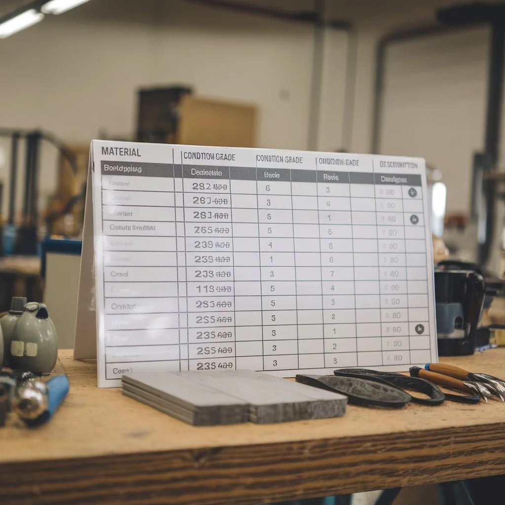 Chart showing how material, brand, and condition affect the resale value of used furniture.