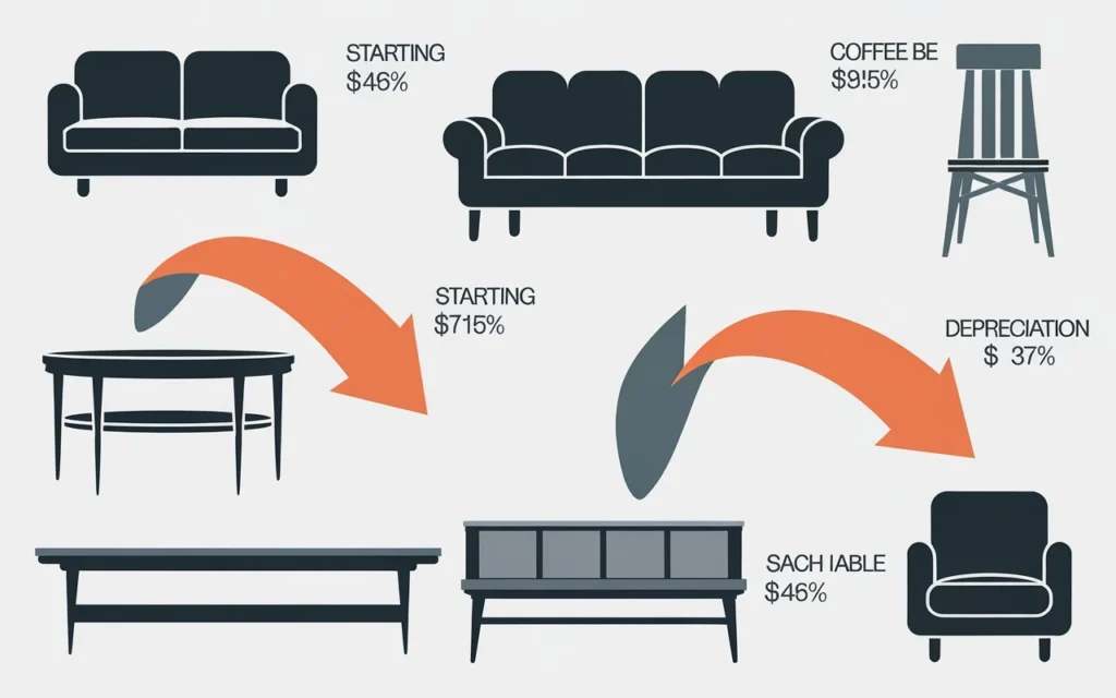 Depreciation chart showing how blue book pricing calculates furniture value