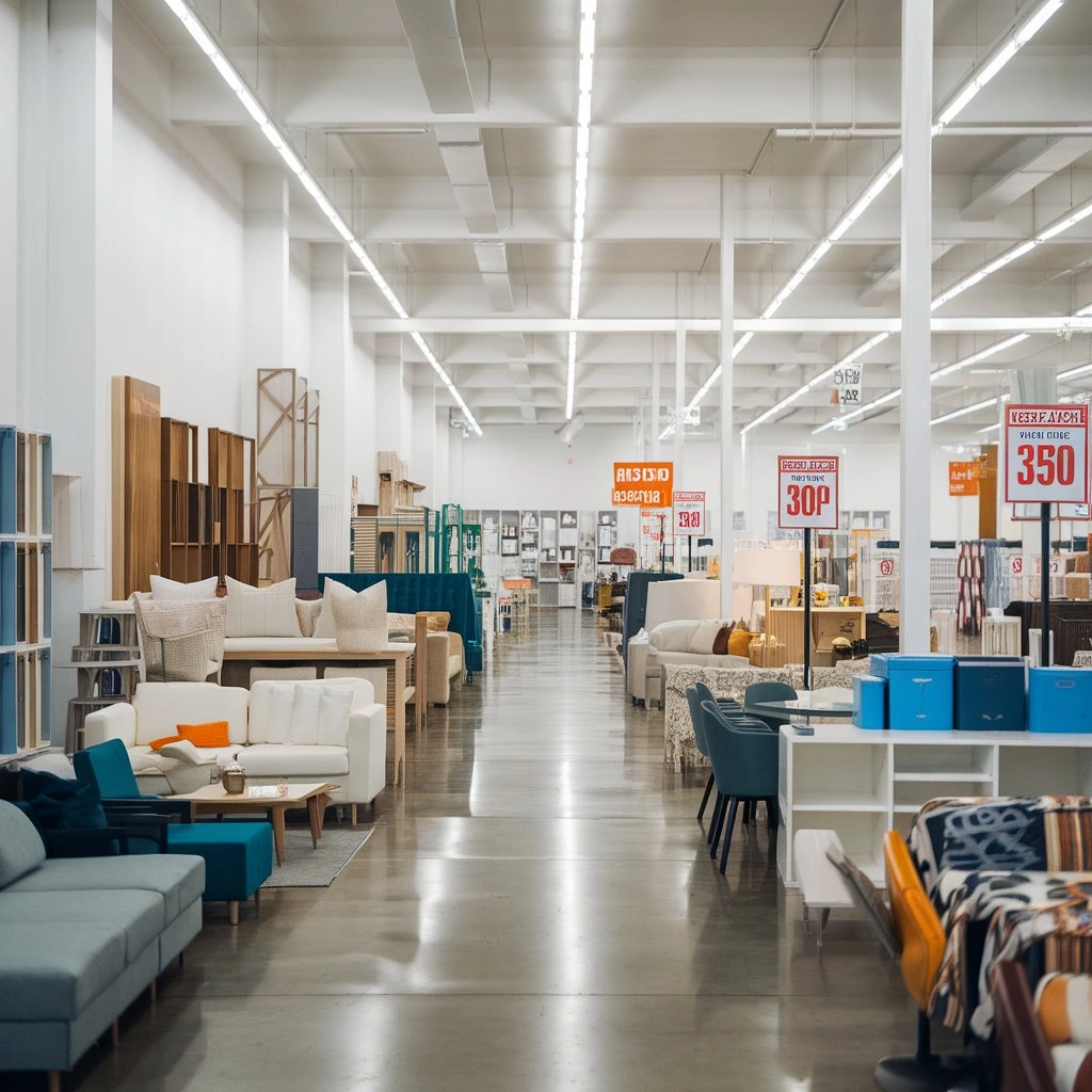 Affordable furniture options in a big-box retail store