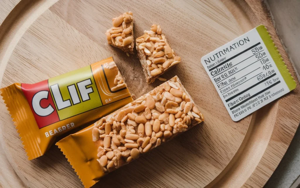 Clif Bar nutrition label showing calories, protein, sugar, and fiber