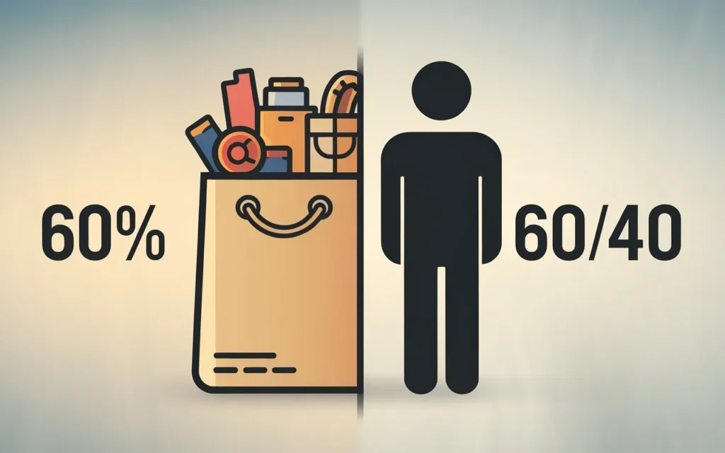 Infographic of typical consignment fee split between store and seller.