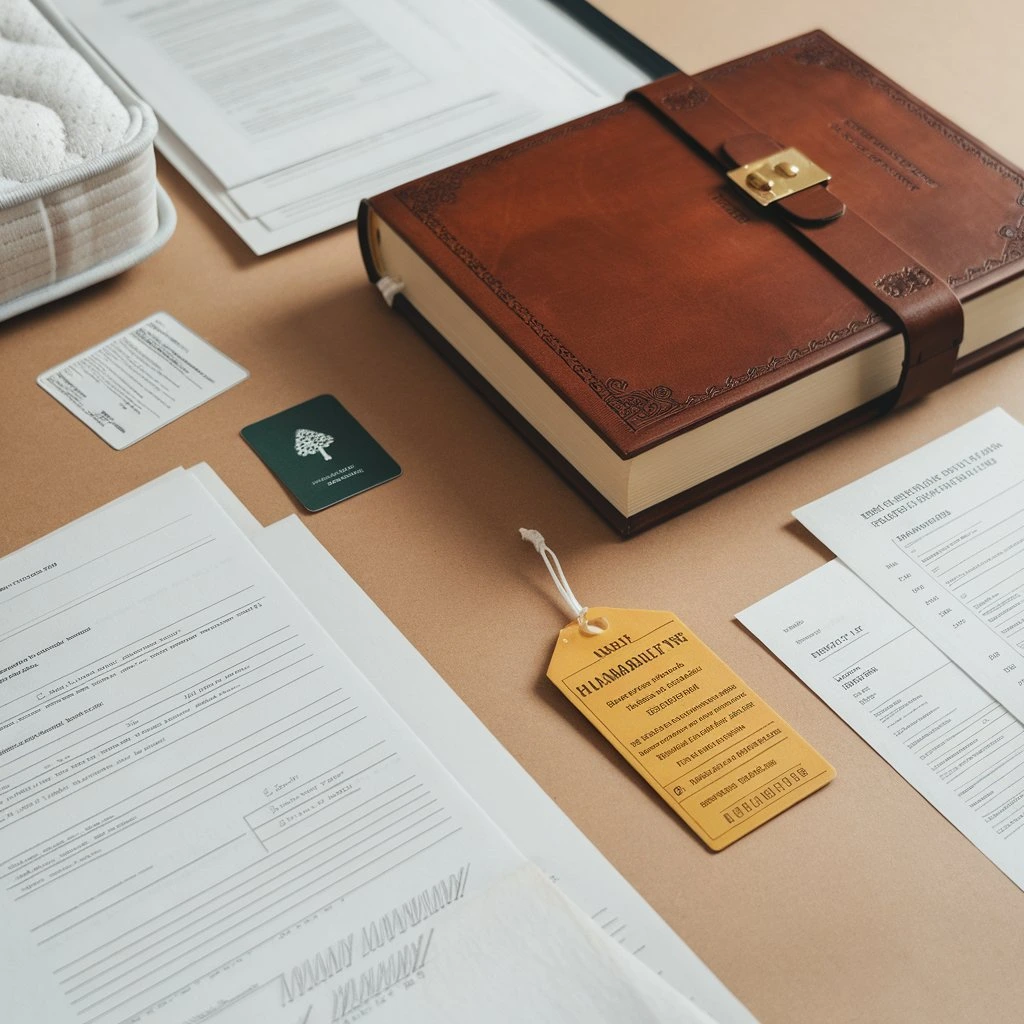 Legal paperwork showing mattress flammability and sanitation standards