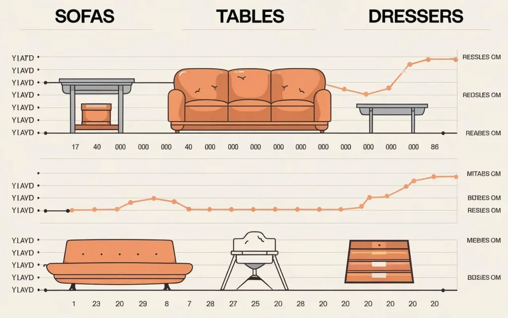 Standard furniture depreciation table showing year-by-year resale values
