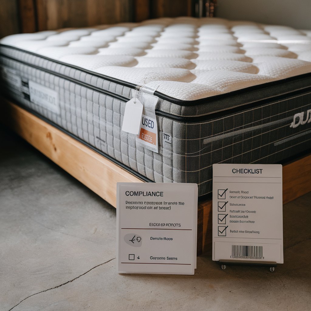 Legal requirements and labeling for selling a used mattress on Facebook Marketplace.
