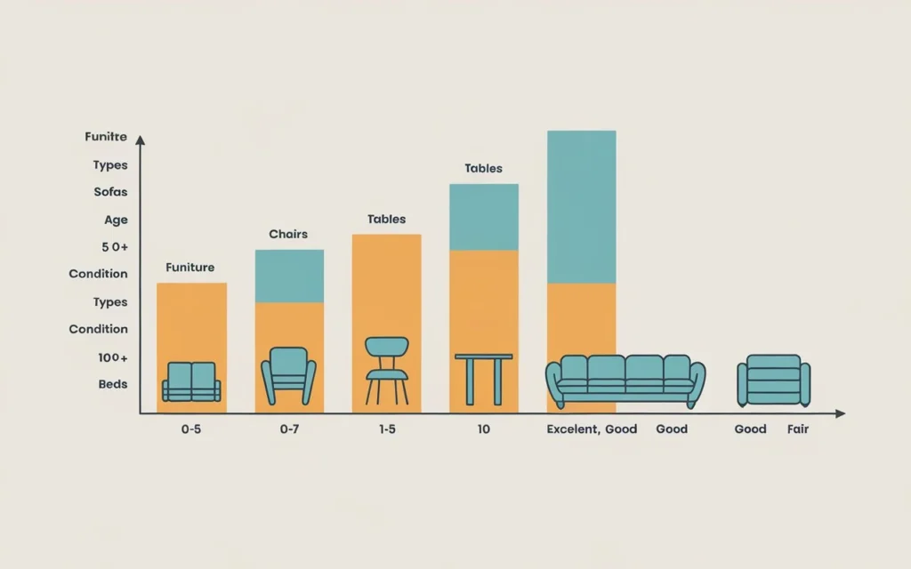 Chart showing how age, condition, and brand affect used furniture value