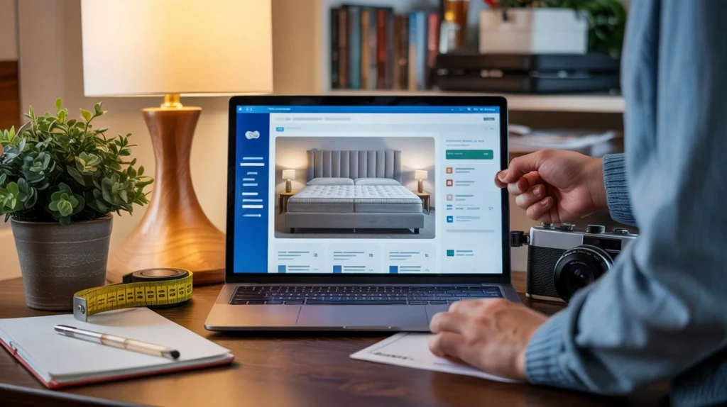 Preparing an online listing to sell a used mattress