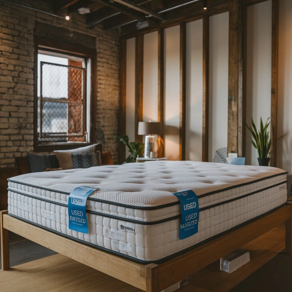 Used mattress with tags proving legal and clean resale